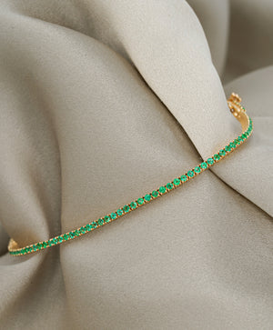 14kt Yellow Gold Emerald Tennis Bracelet