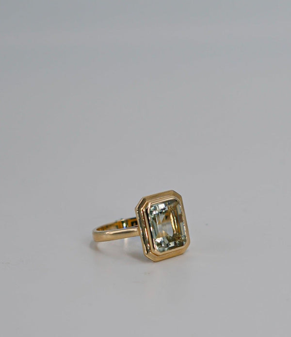 Emerald Cut Prasiolite Ring