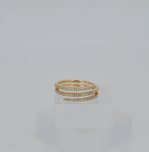 Yellow Gold Diamond Triple Wrap Ring