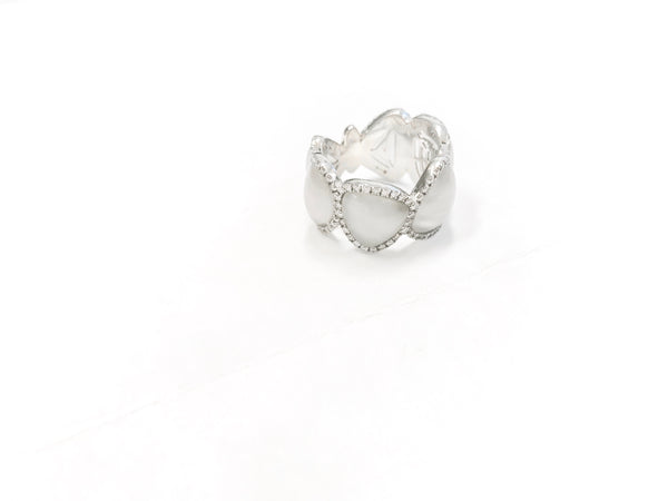 Grey Quartz Diamonds Bakelite Ring