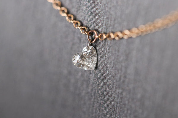 heart diamond necklace, heart diamond, laser drilled heart shaped diamond